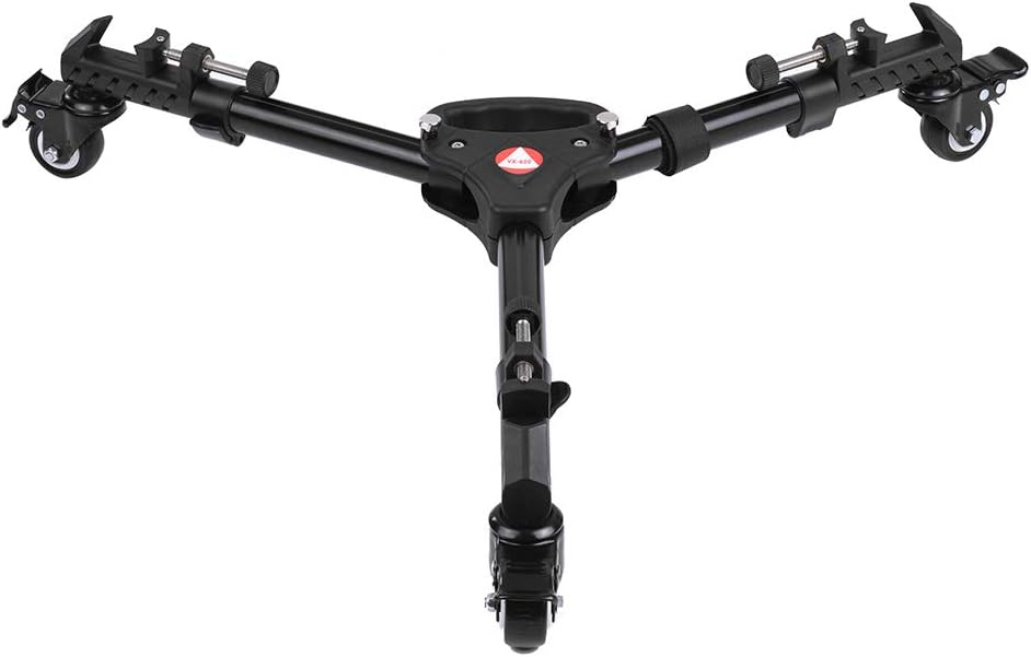RGBS Photography Professional Heavy Duty Universal Folding Tripod Dolly with Rubber Wheels and Adjus
