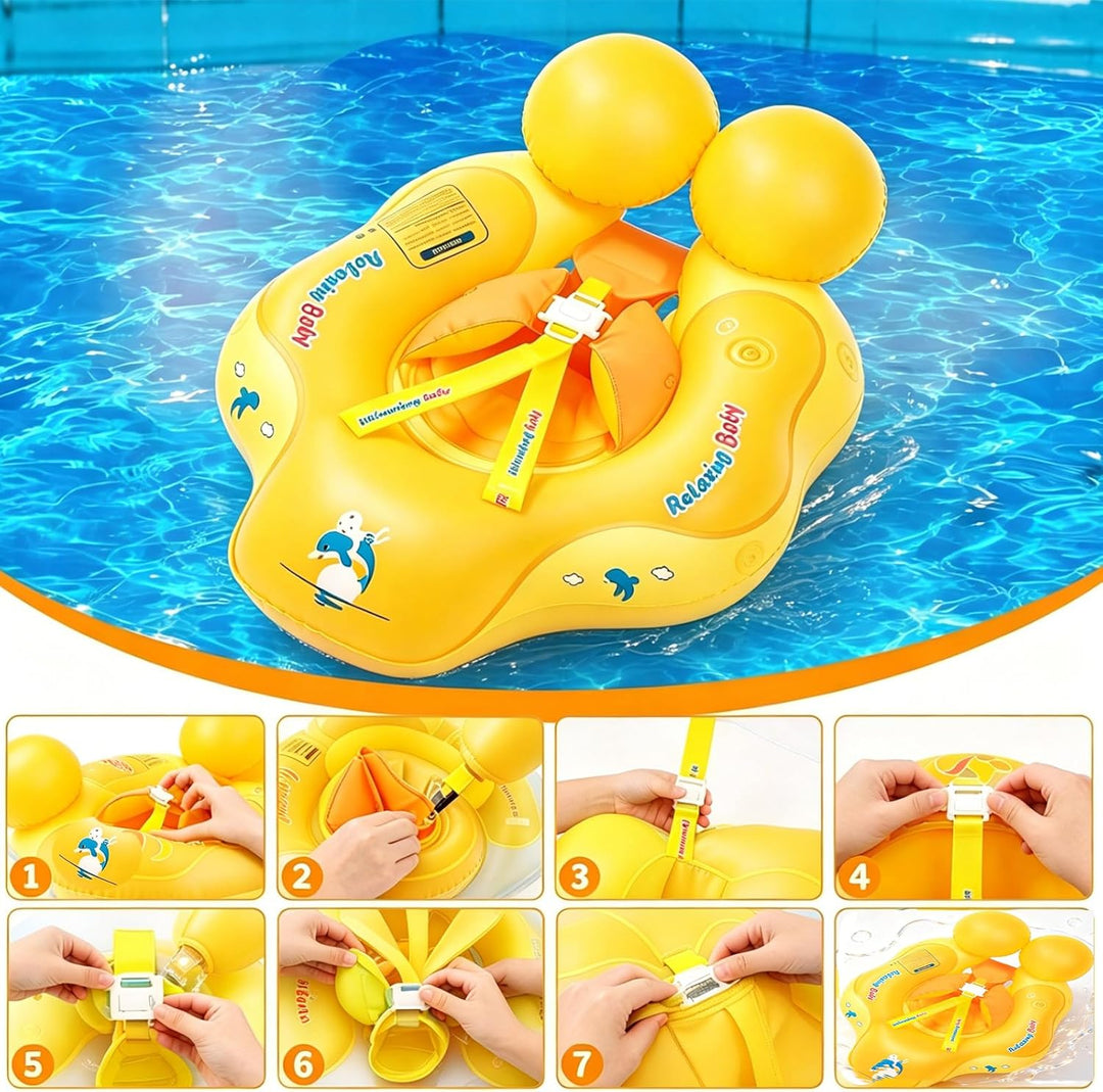 Baby Schwimmring ab 3-24 Monate,Blau/Orange Schwimmreifen Babys, Baby Swimming Float,Aufblasbare Sch