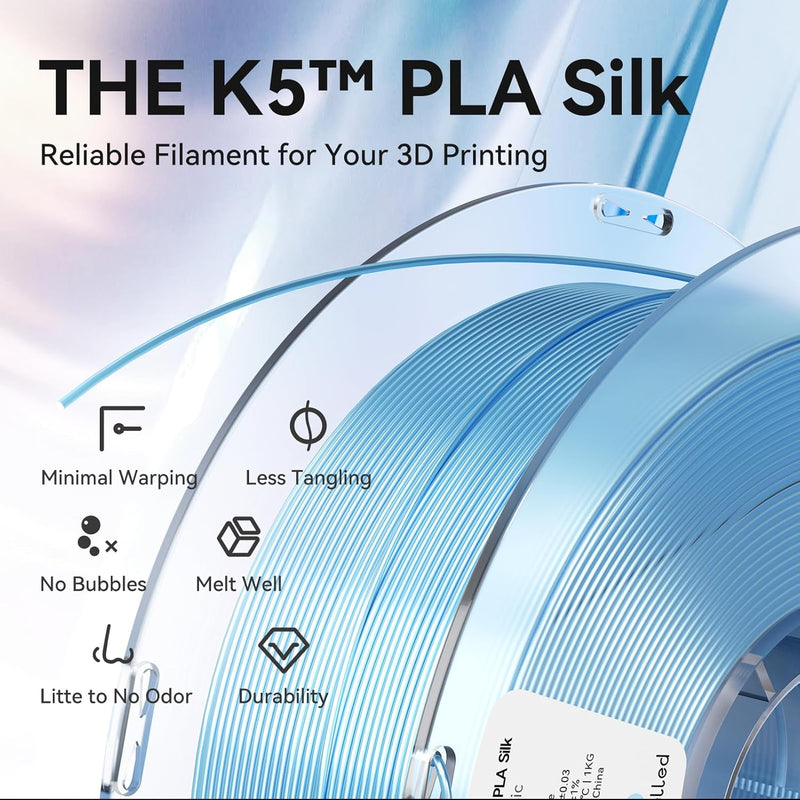 kexcelled PLA Silk Seide Filament 1,75 mm, Shiny Gloss 3D Drucker Filament, Massgenauigkeit +/- 0,03