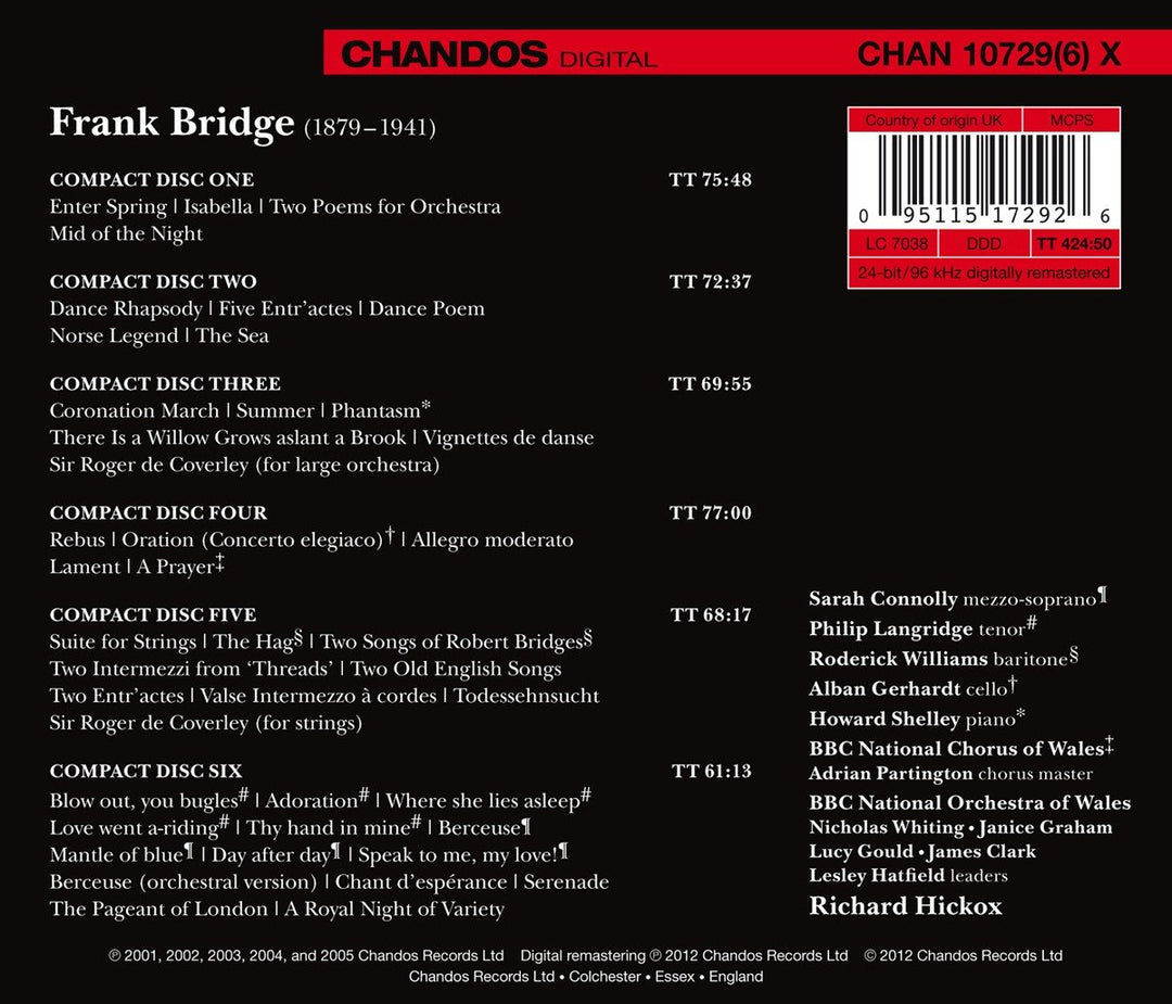 Bridge: Orchesterwerke, Audio-CD