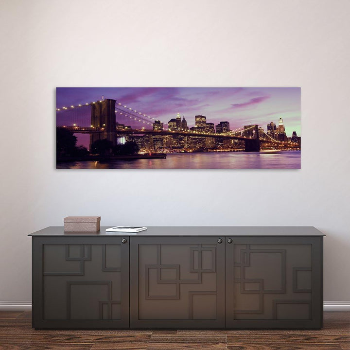 Feeby Frames, Leinwandbild, Bilder, Wand Bild, Wandbilder, Kunstdruck 30x90cm, BROOKLYN BRIDGE, NEW