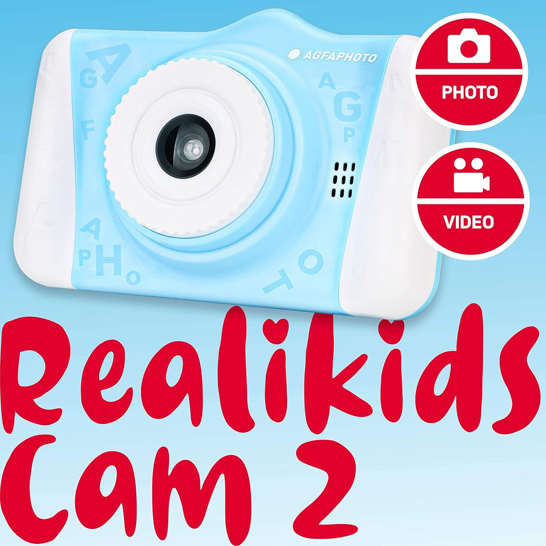 AgfaPhoto Kinderkamera Realikids Cam 2 Digitalkamera für Kinder mit SD-Kartenslot für bis zu 32GB |