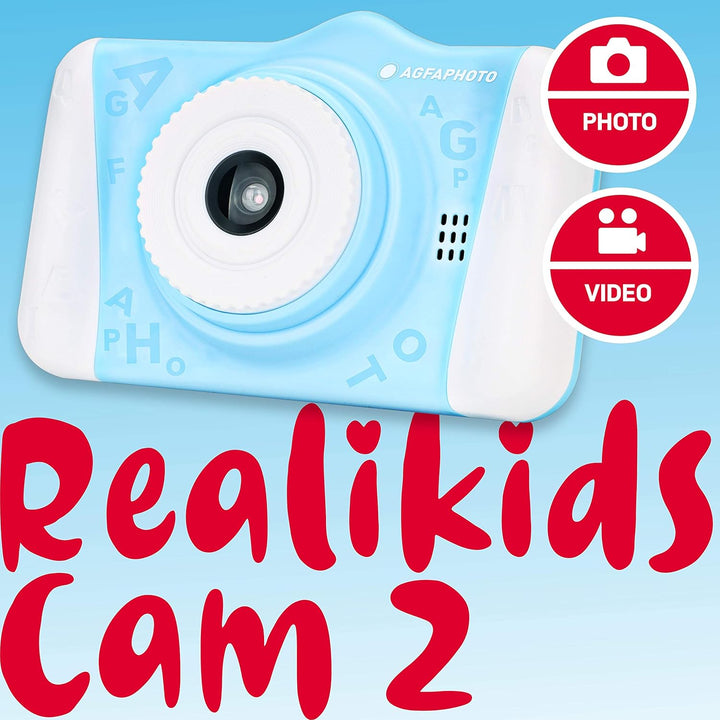 AgfaPhoto Kinderkamera Realikids Cam 2 Digitalkamera für Kinder mit SD-Kartenslot für bis zu 32GB |