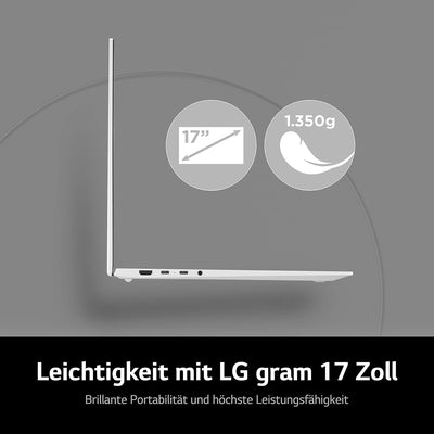 2023 LG gram 17 Zoll Ultralight Notebook - 1.350g Intel Core i7 Laptop (16GB RAM, 1TB SSD, 20h Akkul