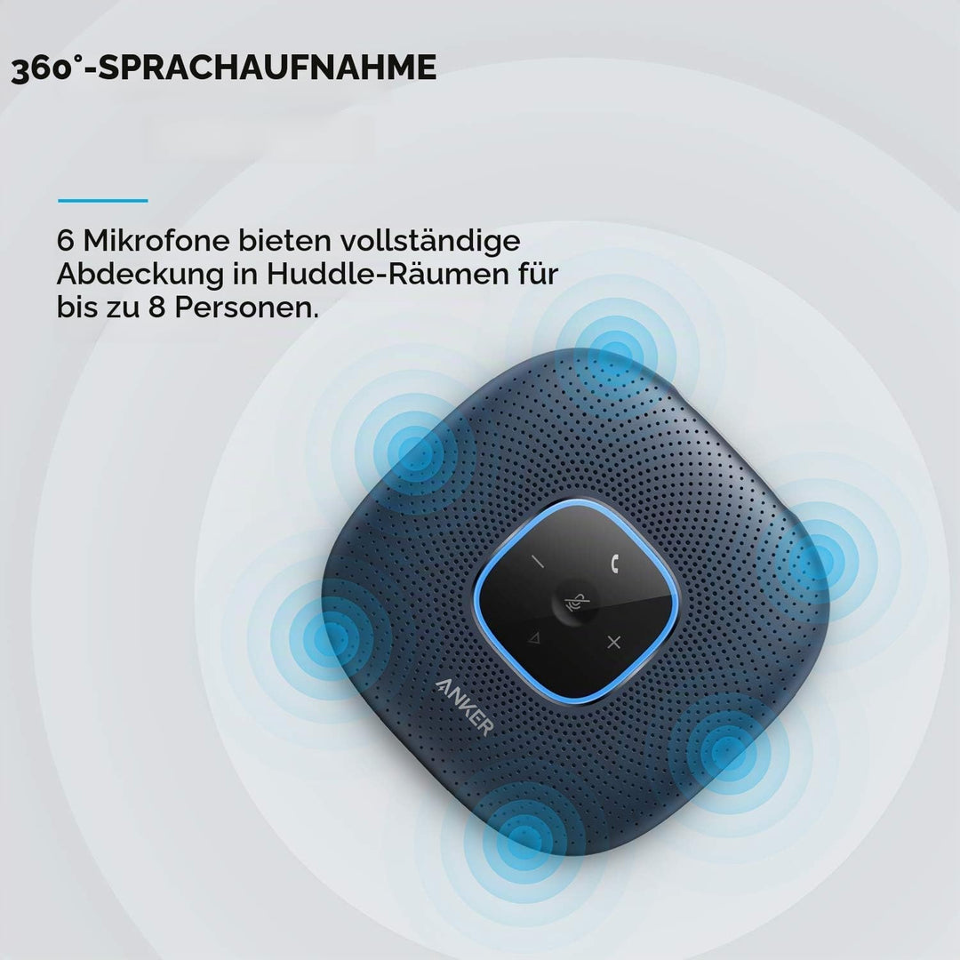 Anker PowerConf Bluetooth Konferenzlautsprecher mit 6 integrierten Mikrofonen, verbesserter Tonaufna