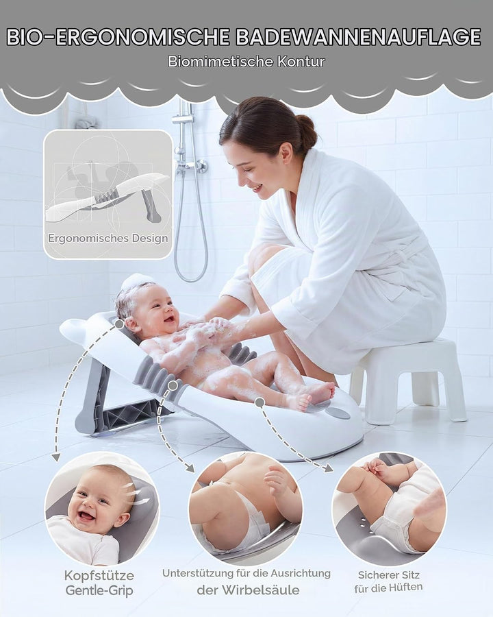 Faltbare Babybadewanne,Badewannenstütze für Neugeborene und Kleinkinder mit rutschfesten Saugnäpfen,