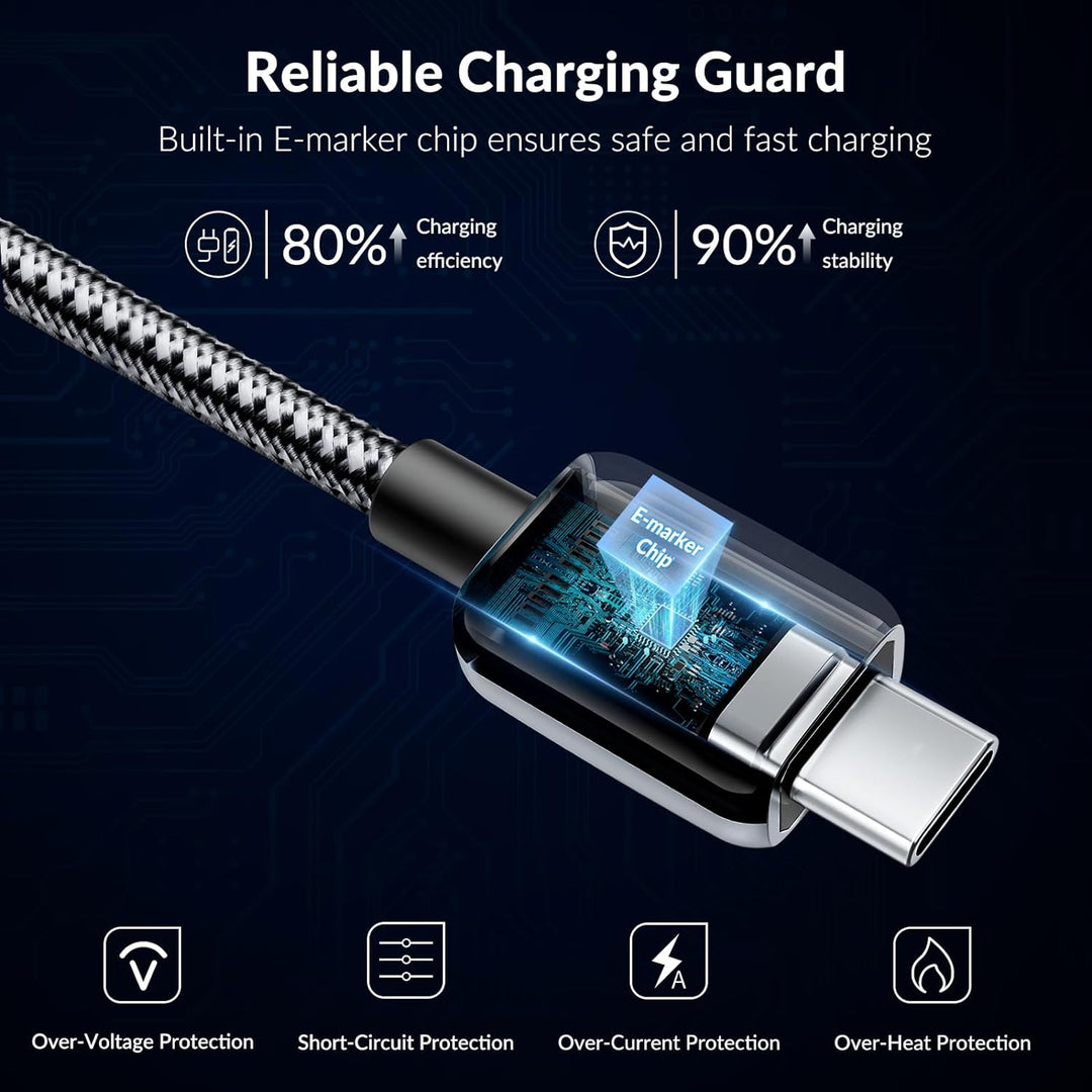 GiGimundo USB C Kabel PD100W [3Stück 1M+2M+3M], 20V/5A geflochtenes Nylon ladekabel usb c für Samsun