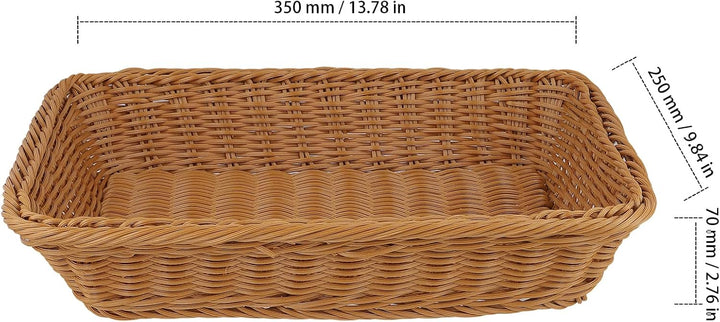 4 Stück Brotkorb Geflochten, 35 x 25 x 7cm Braun BröTchenkorb, Kunststoff Brotkorb Gross für Küche u