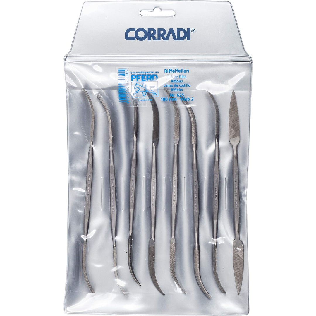 CORRADI-Riffelfeilen-Set, 8-teilig, Schweizer Hieb 2, 180mm, 19506254 – Für die mittelfeile Präzisio