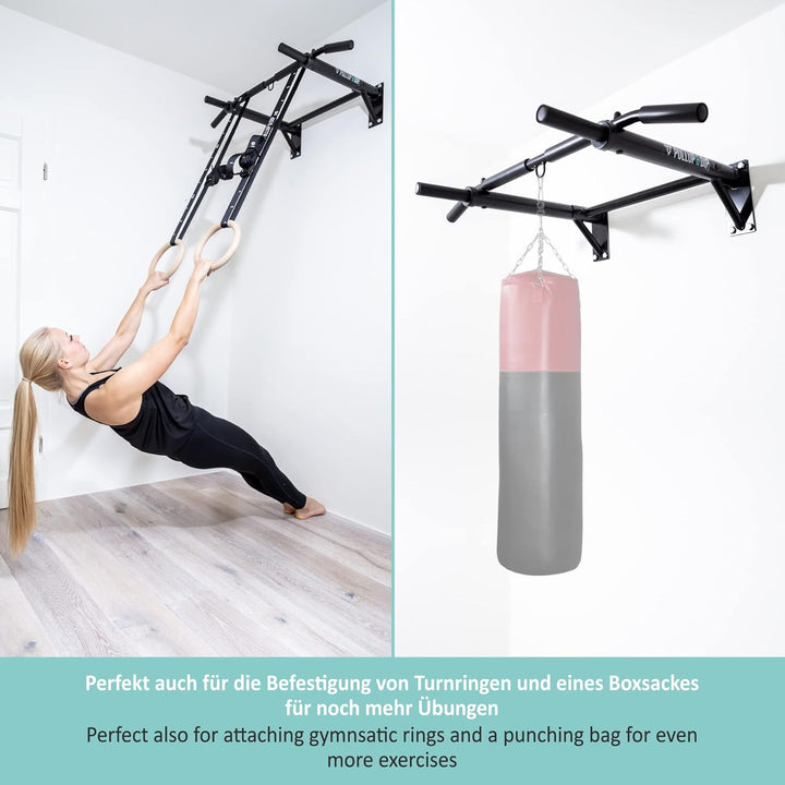 PULLUP & DIP Klimmzugstange Wand, Profi Multigriff Pull-Up Stange für Wandmontage inkl. Schrauben, K