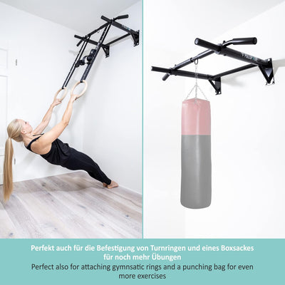 PULLUP & DIP Klimmzugstange Wand, Profi Multigriff Pull-Up Stange für Wandmontage inkl. Schrauben, K