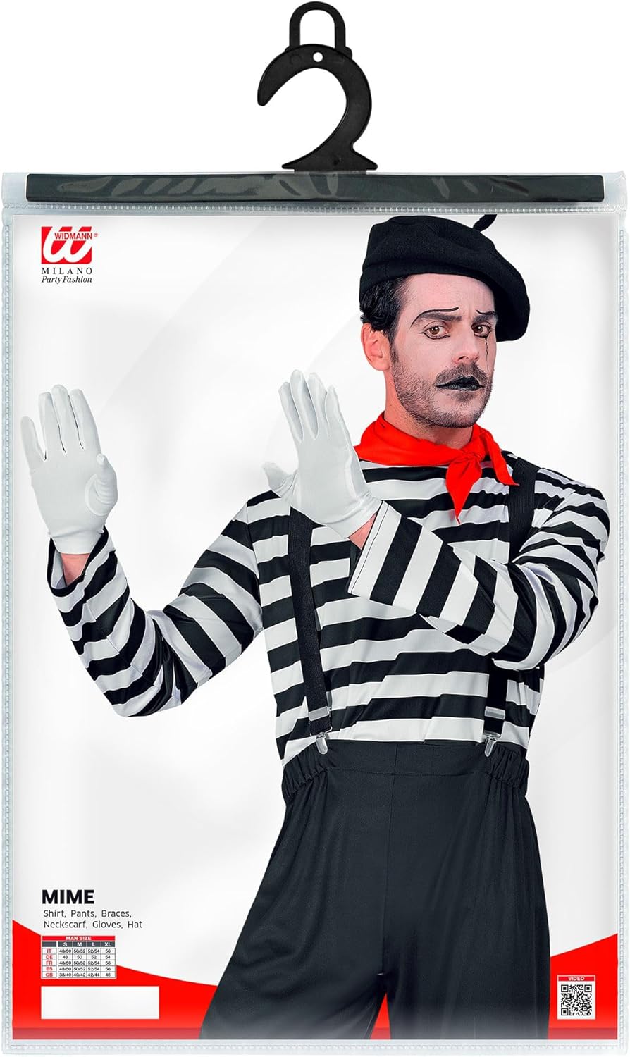 W WIDMANN MILANO Party Fashion - Kostüm Pantomime für Herren, Komplett-Outfit für Verkleidung an Kar