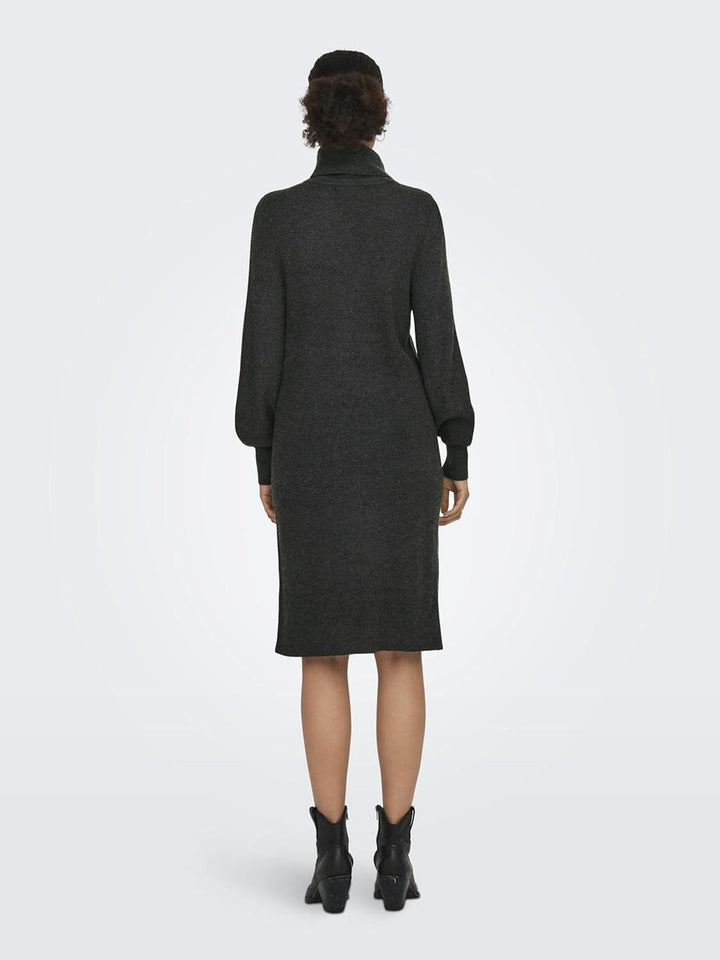ONLY Female Strickkleid Komfort Fit Rollkragen Langes Kleid M Dark Grey Melange, M Dark Grey Melange