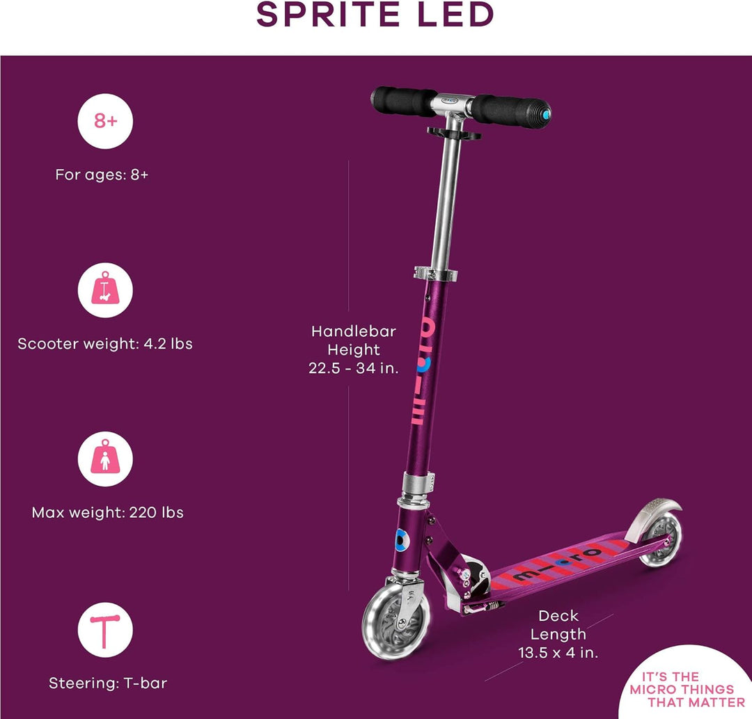MICRO™ Sprite LED Kinder Kinderscooter | Cityroller mit LED-Rollen | klappbar und Lenker höhenverste