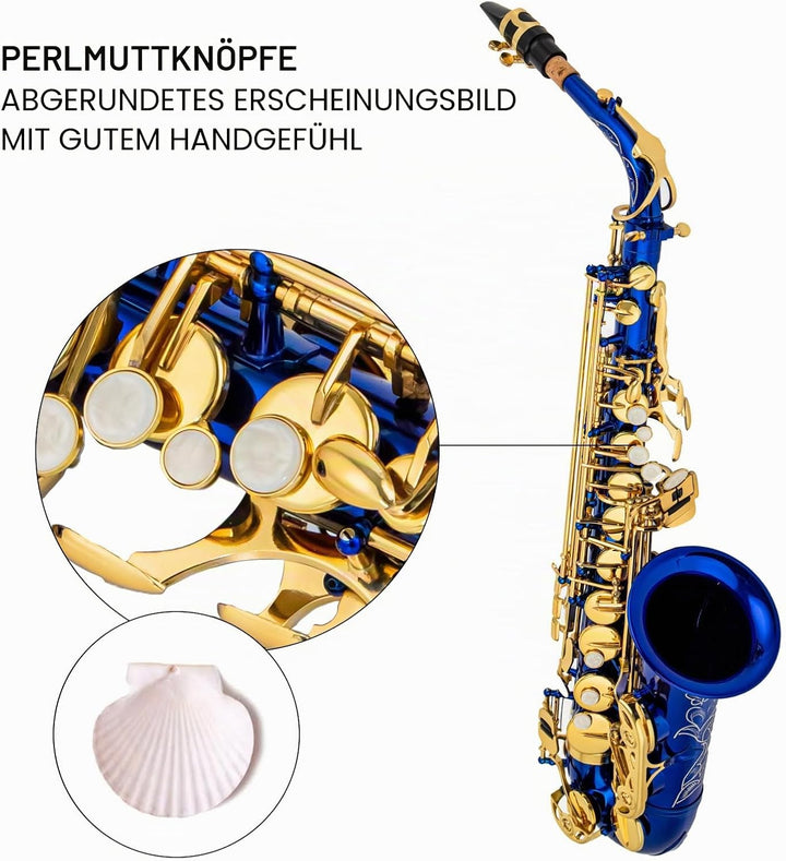 Btuty Eb Alt-Saxophon Messing E Flat Sax 802 Schlüsseltyp Holzblasinstrument mit Reinigungsstab Stof