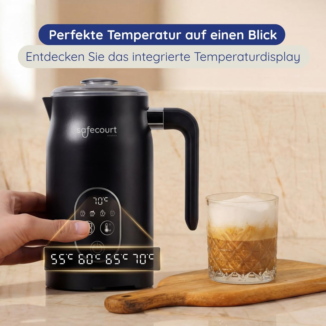 Safecourt Kitchen Milchaufschäumer - Elektrischer Milchaufschäumer - 4-in-1 - Schwarz Black: MF300,