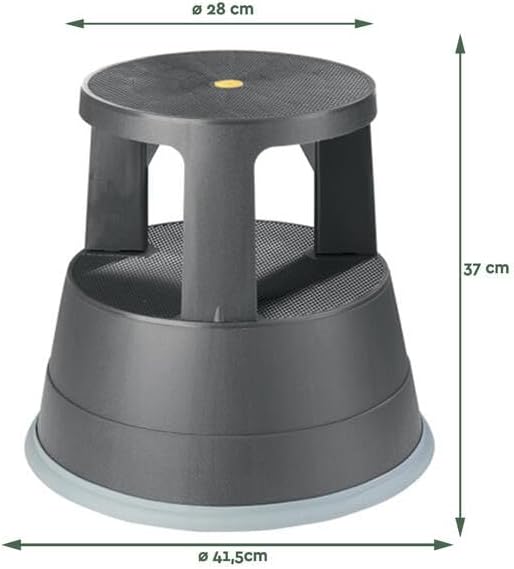 BRASQ Tritthocker mit Rollen ST200 Premium, Elefantenfuss, hergestellt aus hochwertigem Polypropylen