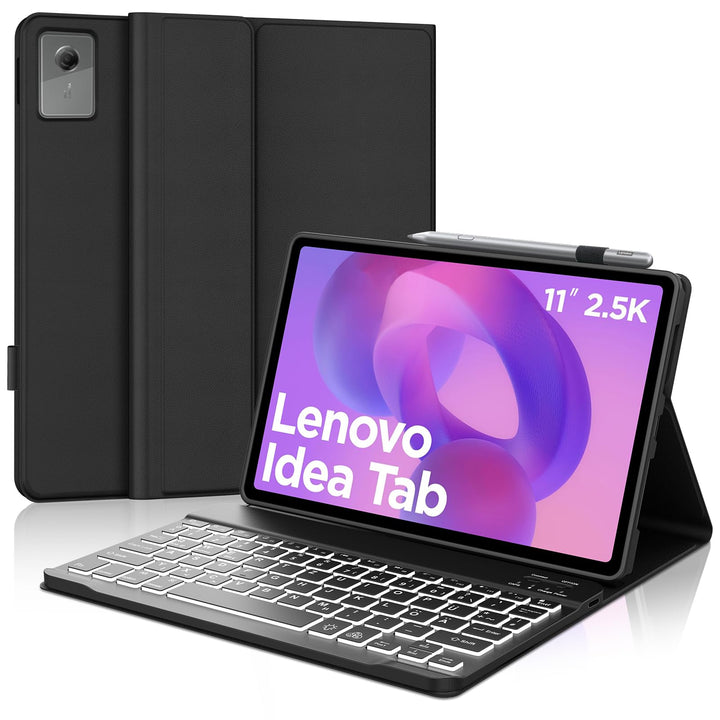 Beleuchtete Tastatur Hülle für Lenovo Idea Tab 11" (2025), 7-Farben-Hintergrundlicht Bluetooth Keybo