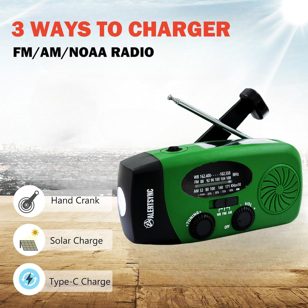 Notfall-Solarradio, tragbares Kurbelradio mit LED-Taschenlampe, wiederaufladbares 5000mAh-Netzteil,