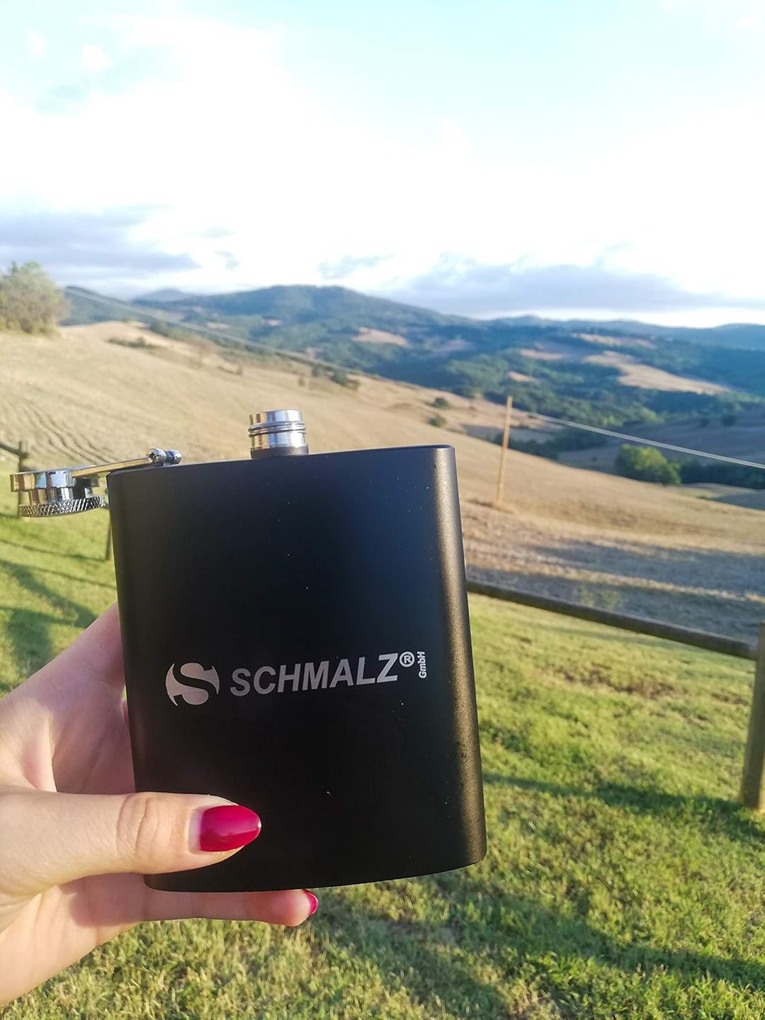 Schmalz® Flachmann-Set schwarz 7-teilig aus Edelstahl inklusive Gravur Geschenkverpackung Stamperl E