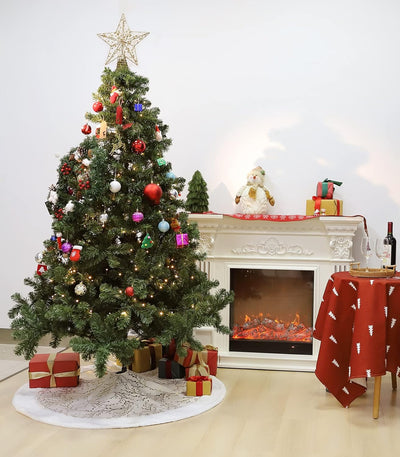 Lewondr Weihnachtsbaum Rock mit Bronziermuster, 35 Zoll Rund Weihnachtsbaumdecke Christbaumständer T