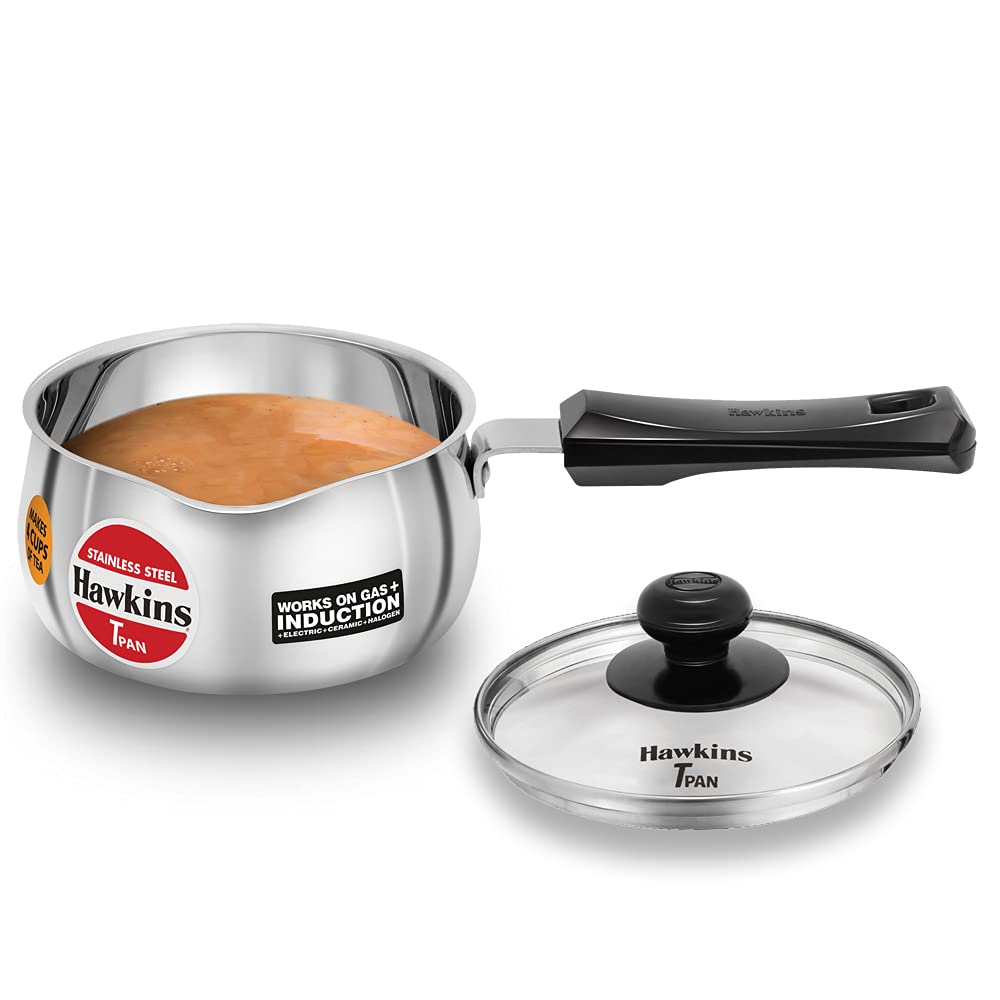 Hawkins Edelstahl Tpan 1 Liter mit Glasdeckel