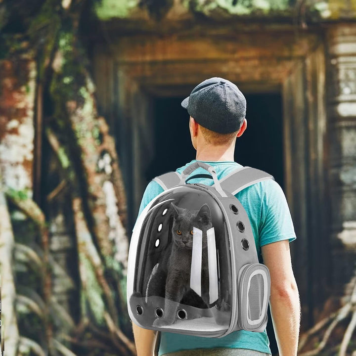 PETCUTE Katzenrucksack Raumkapsel,Tragbar Haustier-Rucksack für kleine Katzen, Welpen, Hunde, Hase,A