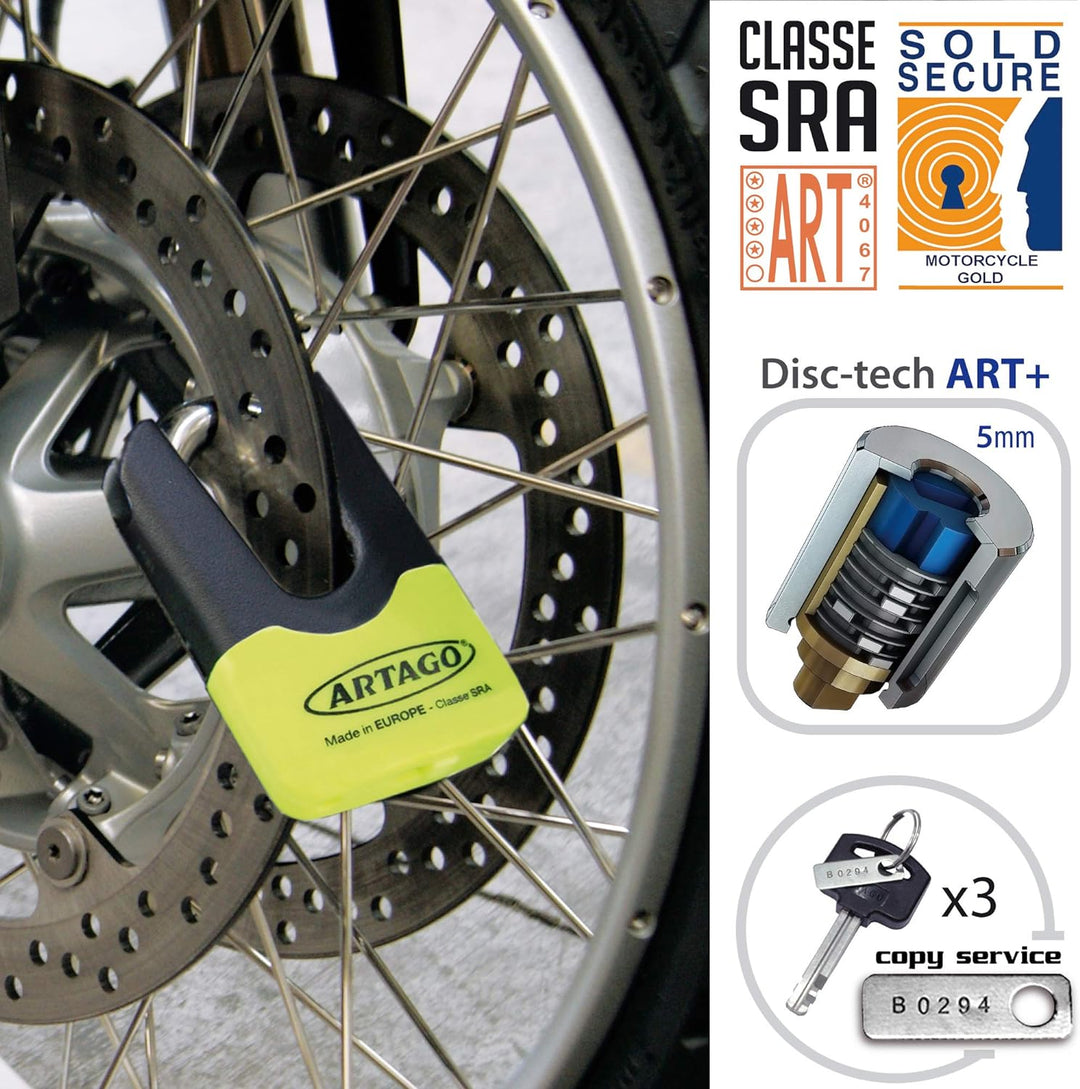 Artago 69X1 Pack Bremsscheibenschloss Diebstahlsicherung Hohe Sicherheit + Halterung für BMW (R1250G