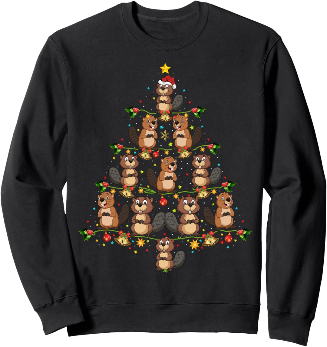 Lustiger Biber Weihnachtsbaum Geschenk Lustig Weihnachten Biber Sweatshirt
