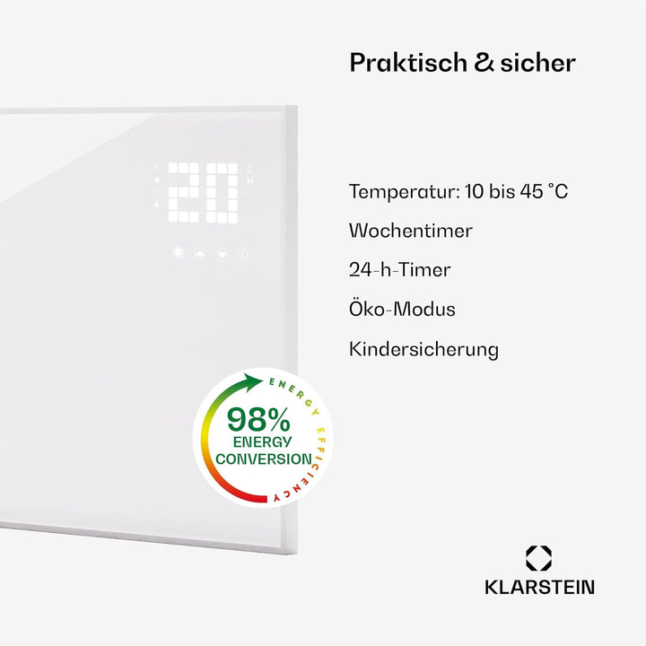 Klarstein Infrarotheizung mit Thermostat, 480W Elektroheizung, Smart Home Bild-Infrarotheizung zur W