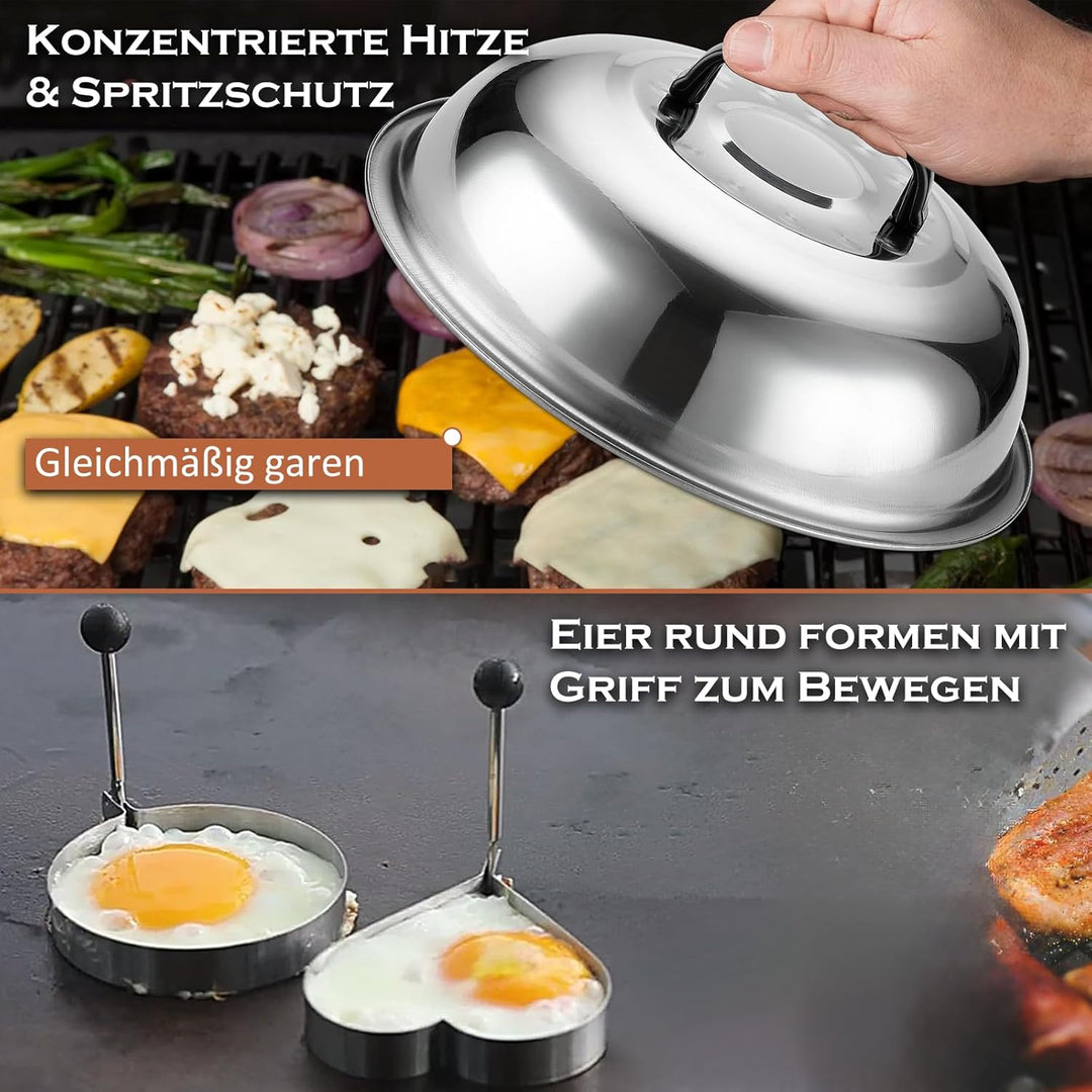 35 Stück Grillspachtel Set aus Edelstahl - Teppanyaki Grillschaufel Set, Smash Burger Set, mit Burge