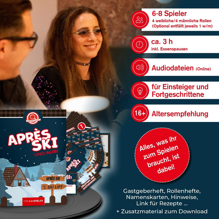 Krimidinner für Zuhause Après-Ski und Alibi für 6-8 Personen perfekt für Weihnachten Silvester und d