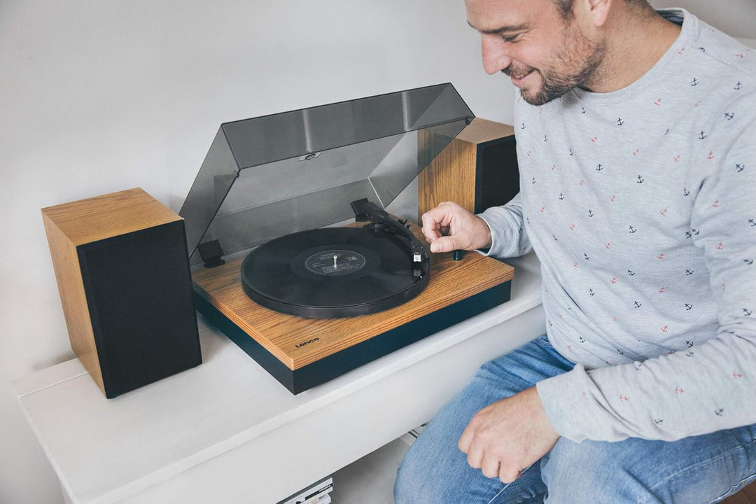 Lenco LS-300 - Hi-Fi Plattenspieler mit Bluetooth - Mit externen Lautsprechern 2 x 10 W RMS - Riemen