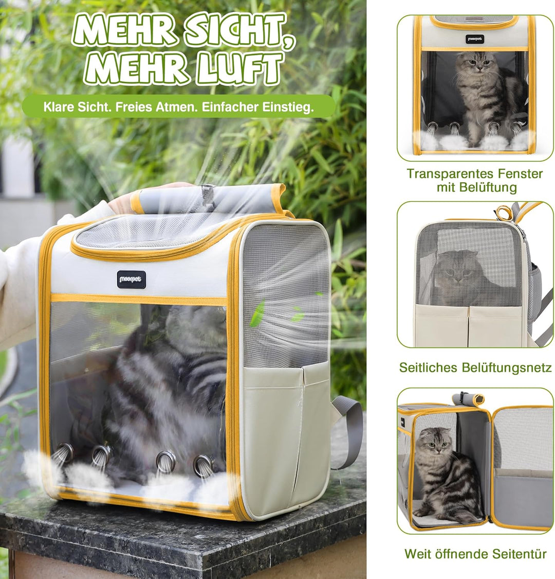 ALLSOPETS Katzenrucksack grosse Katzen, Faltbarer Hunde- und Katzen Rucksack, Atmungsaktive Tragetas