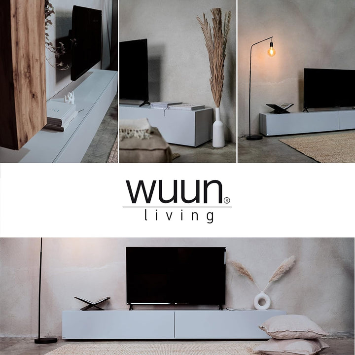 Wuun® TV-Schrank Lowboard Somero | 180cm | Korpus Perl-Matt-Grau - Front Weiss-Matt Perl-matt-grau -