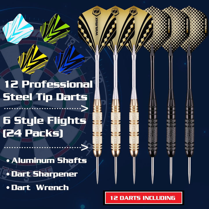 WIN.MAX Dartscheibe Kork Dartscheibe mit Pfeilen Offizielles Steeldartscheibe Dartscheibe Steeldart