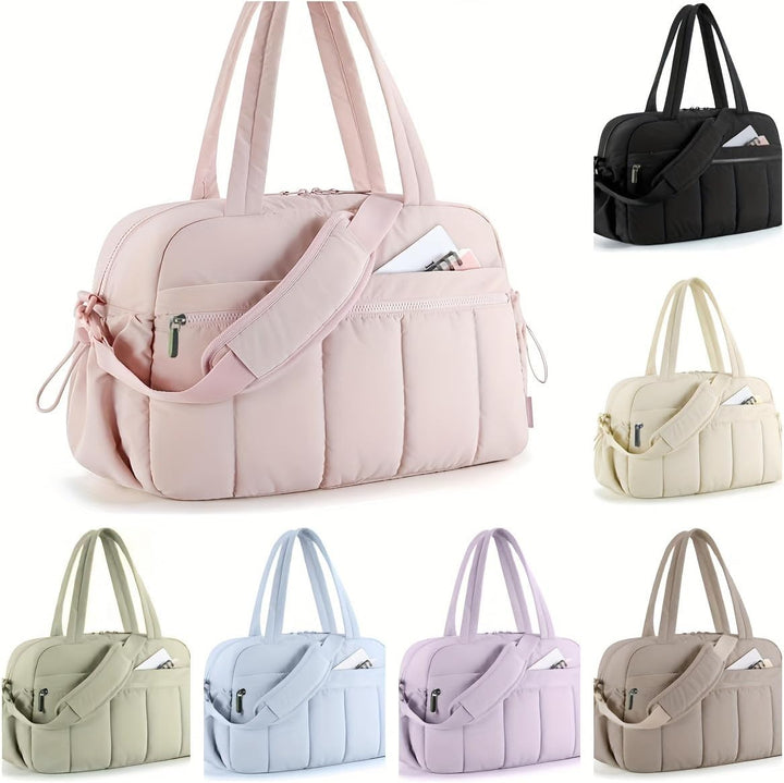 Puffer Reisetasche Damen, Sporttasche Gym Travel Bag, Handgepäck Tasche Weekender mit PVC nasse Tasc
