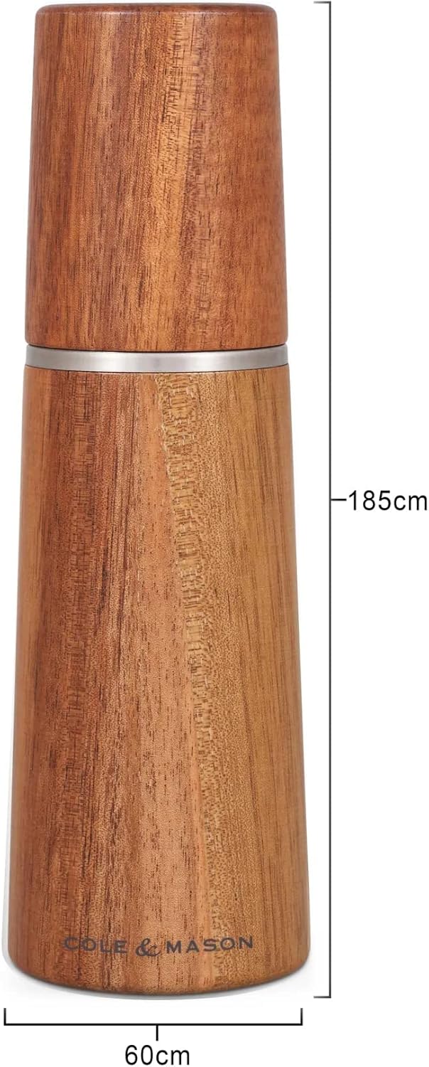 Cole & Mason Marlow Acacia Salzmühle und Pfeffermühle Holz, 2er Set, Akazienholz, 18.5cm, Gewürzmühl