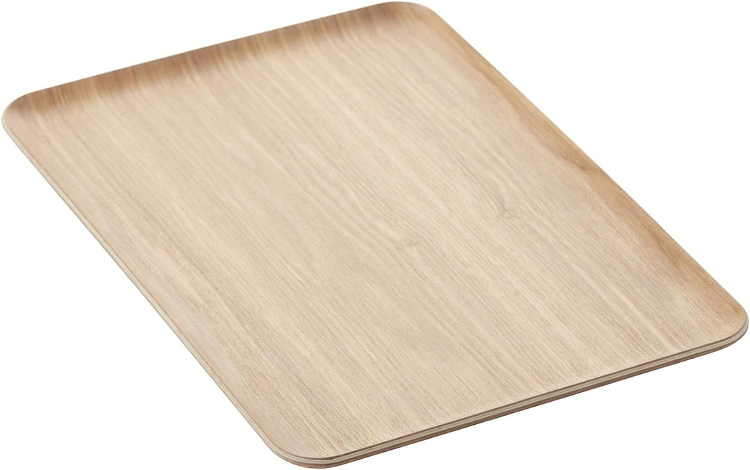 Point-Virgule Serviertablett, rechteckiges deko Tablett für Küche, holzfarbe, 39x27cm