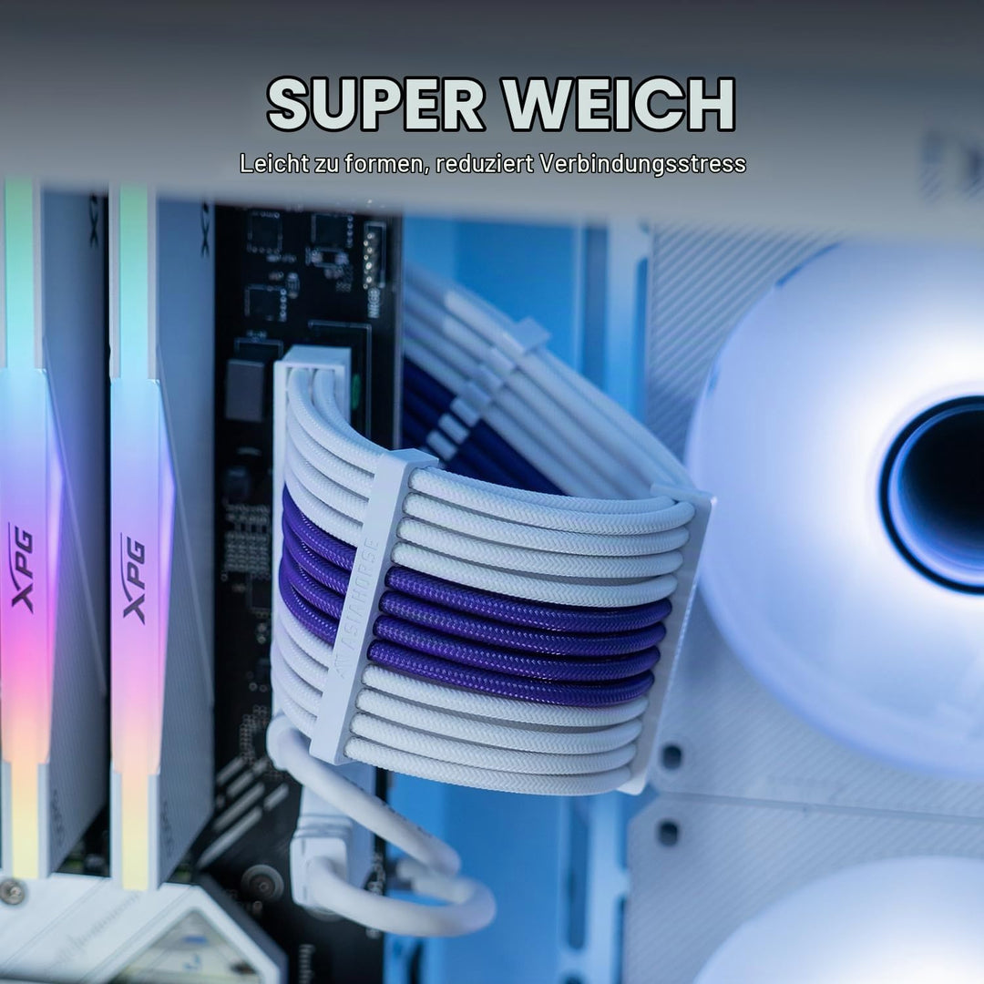AsiaHorse 16AWG PSU Kabelverlängerung, Sleeved Cable Kit für GPU/CPU,Netzteil Cable Extensions mit K