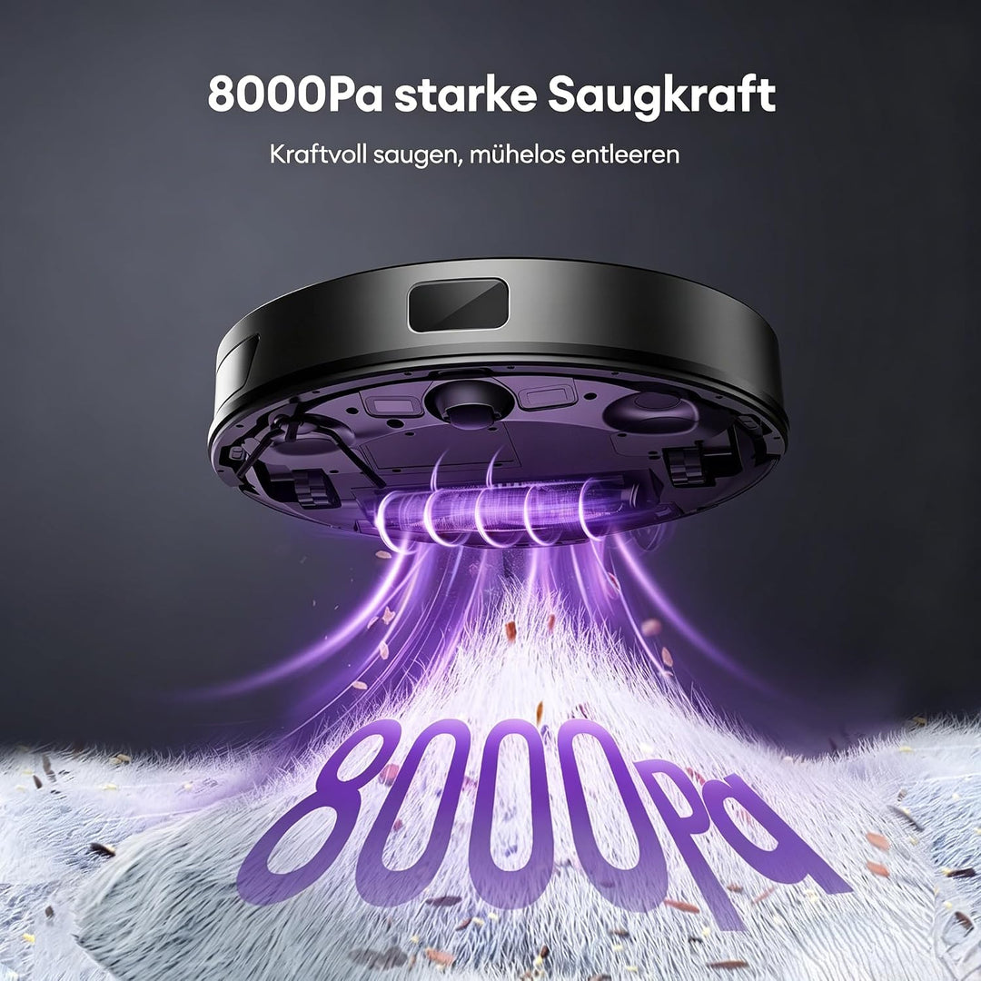 Ultenic Saugroboter mit Wischfunktion, 8000Pa 180Min Laufzeit Staubsauger Roboter, 3 in 1 Saug und W