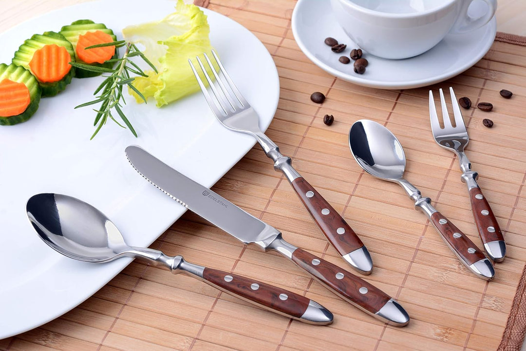GRÄWE Besteckset für 6 Personen aus Edelstahl, Schwer, Rustikal, Tafelbesteck Set 24-teilig, Geschmi