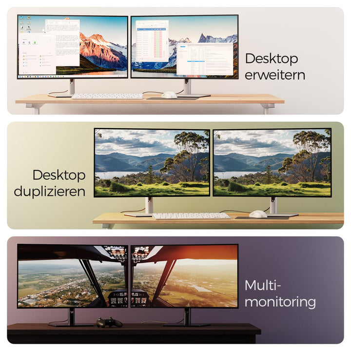 deleyCON 1,5m 4K DisplayPort auf HDMI Kabel (für Monitor, TV, Beamer) - 4K@60Hz - Unidirektional Dis
