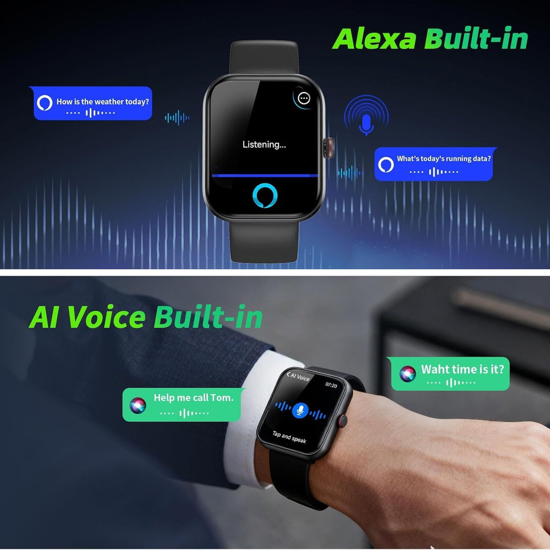 Smartwatch Herren Damen, 1,91" HD Fitnessuhr mit Alexa &amp; Telefonfunktion, 100+ Sportmodi Smart Watch