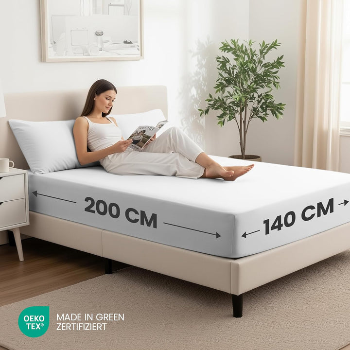 Utopia Bedding - 2er Set Spannbettlaken 140x200cm - Weiss - Gebürstete Mikrofaser Spannbetttuch - 35