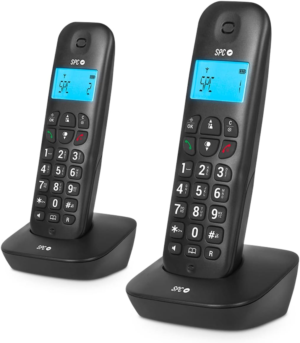 SPC Air Pro Duo – Schnurloses Festnetztelefon DÚO mit beleuchtetem Display, Anrufer-ID, Freisprechei