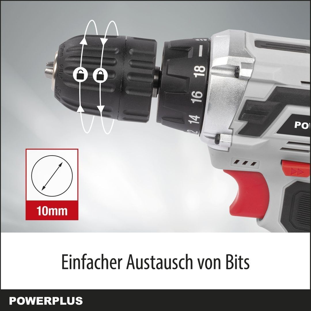 Powerplus Akkuschrauber & Akkubohrer POWC1051 - Schraubendreher & Bohrer 12V, Inkl. 1 x 1,3Ah Akku u