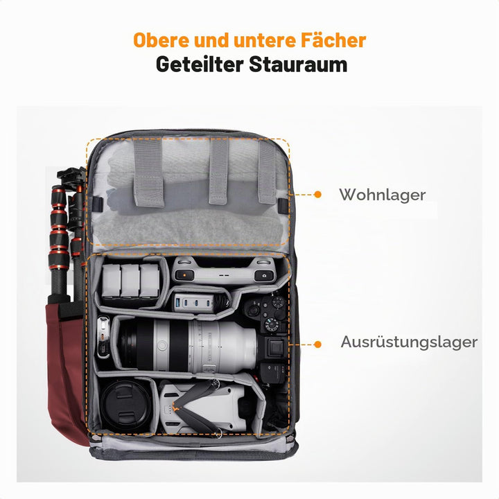 K&amp;F CONCEPT Kamerarucksäcke 20L, Grosse Camera Backpack 15,6 Zoll Laptopfach, Spritzwassergeschutzt