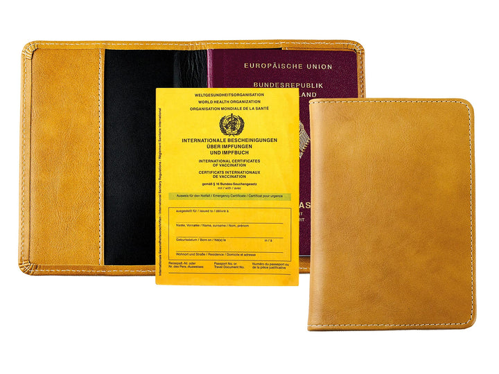 DELMON VARONE - Personalisierbare Reisepasshülle Vintage Leder Braun - Schutzhülle Etui für Reisepas