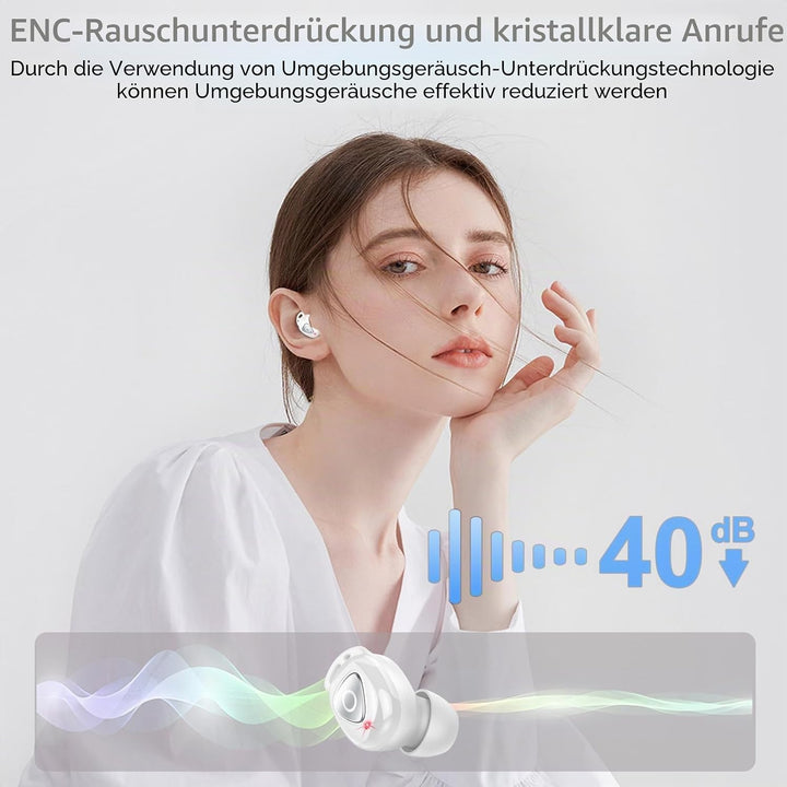 Bluetooth Kopfhörer, In Ear Kopfhörer Kabellos Bluetooth 5.4 mit Rotierende Gesichtsveränderung, 40S